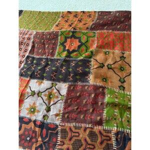 Shingora Scarf Pure New Wool Woolmark India 78"x28" Bohemian Patchwork NWT